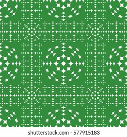 Vector seamless pattern. Modern stylish texture. Repeating geometric tracery. Contemporary graphic design. Green color Background.