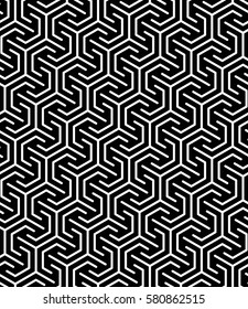 Vector seamless pattern. Modern stylish texture. Monochrome geometrical pattern. The grid of hexagonal cells.