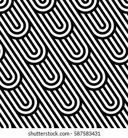 Vector seamless pattern. Modern stylish texture. Monochrome geometrical pattern. Interlacing bands.