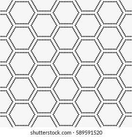 Vector seamless pattern. Modern stylish texture. Repeating geometric tiles with hexagonal grid with circles.