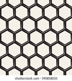 Vector seamless pattern. Modern stylish texture. Repeating geometric grid. Simple monochrome hexagonal trellis.