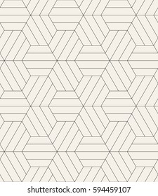 Vector seamless pattern. Modern stylish texture. Repeating geometric tiles. Linear grid with striped hexagons. Hexagonal geometric background. Contemporary graphic design.