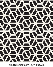 Vector seamless pattern. Modern stylish texture. Repeating geometric tiles with halves of hexagons. Contemporary graphic design. Trendy hipster monochrome print.