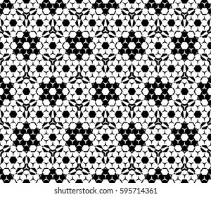 Vector seamless pattern. Modern stylish texture. Repeat geometric tiles with hexagonal elements. Simple black & white abstract background. Design for prints, decoration, digital, textile, cloth, cover