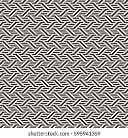Vector Seamless Pattern. Modern Stylish Interlacing Lines Texture. Geometric Striped Ornament. Monochrome Linear Braids