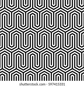 Vector seamless pattern. Modern stylish texture. Geometric pattern with offset hexagonal tiles.