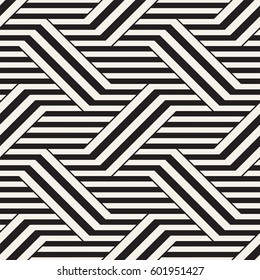 Vector Seamless Pattern. Modern Stylish Interlacing Lines Texture. Geometric Striped Ornament. Monochrome Linear Braids