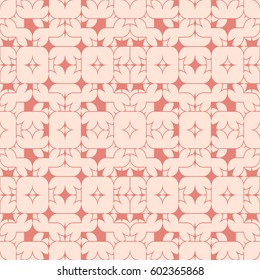 Vector seamless pattern. Modern stylish texture. Repeating geometric tracery. Contemporary graphic design. Pink color Background.
