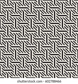 Vector Seamless Pattern. Modern Stylish Interlacing Lines Texture. Geometric Striped Ornament. Monochrome Linear Braids