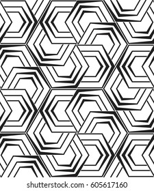 Vector seamless pattern. Modern stylish texture. Monochrome geometric pattern with hexagonal tiles