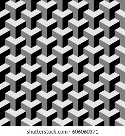 Vector seamless pattern. Modern stylish texture. Monochrome background with volume effect.