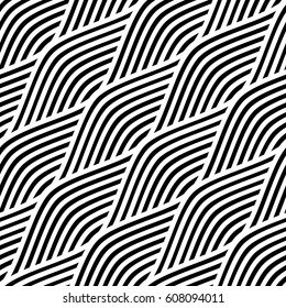 Vector seamless pattern. Modern stylish texture. Monochrome geometric pattern from intertwined curved bands.