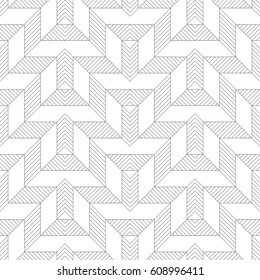 Vector seamless pattern. Modern stylish texture with thin lines which form regularly repeating contemporary ornament with geometrical zigzag shapes. Abstract seamless textured background