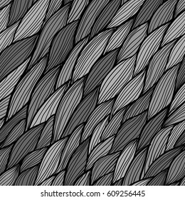 Vector seamless pattern. Modern stylish texture. Abstract background with hand drawn monochrome grey waves.