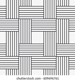Vector seamless pattern. Modern stylish texture. Repetition of geometric tiles with a grid of striped squares.