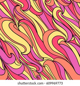 Vector seamless pattern. Modern stylish texture. Abstract background with hand drawn bright waves.