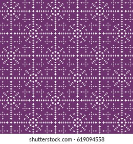 Vector seamless pattern. Modern stylish texture. Repeating geometric tracery. Contemporary graphic design. Purple color Background.