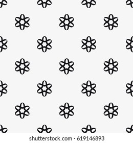 Vector seamless pattern. Modern stylish texture. Repetition of geometric tiles with abstract flowers.
