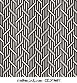 Vector Seamless Pattern. Modern Stylish Interlacing Lines Texture. Geometric Striped Ornament.