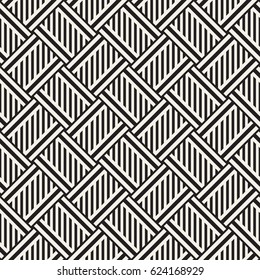 Vector Seamless Pattern. Modern Stylish Interlacing Lines Texture. Geometric Striped Ornament. Monochrome Linear Braids