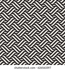 Vector Seamless Pattern. Modern Stylish Interlacing Lines Texture. Geometric Striped Ornament. Monochrome Linear Braids