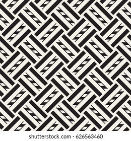Vector Seamless Pattern. Modern Stylish Interlacing Lines Texture. Geometric Striped Ornament. Monochrome Linear Braids