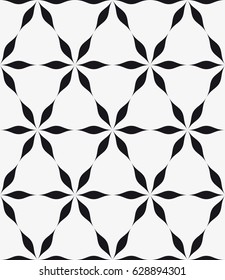 Vector seamless pattern. Modern stylish texture. Repetition of geometric tiles with abstract flowers.