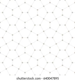 Vector seamless pattern. Modern stylish texture. Repeating geometric tiles with linear  pentagons and filled circles in nodes.