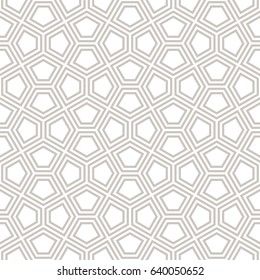 Vector seamless pattern. Modern stylish texture. Repeating geometric tiles with triple bold grid. Hexagons and pentagons form simple minimalistic trellis.