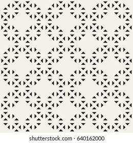 Vector seamless pattern. Modern stylish texture. Geometric ornament with triangles which form rhombuses. Monochrome square grid.
