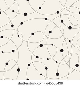 Vector seamless pattern. Modern stylish texture. Repeating abstract background with tangled line. Elegant thread with beads