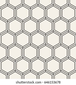Vector seamless pattern. Modern stylish texture with monochrome trellis. Repeating geometric hexagonal grid. Simple graphic design. Multipurpose print with linear hexagons.