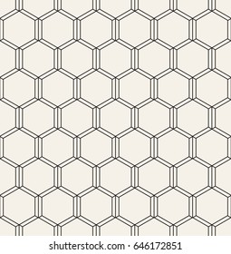 Vector seamless pattern. Modern stylish texture with monochrome trellis. Repeating geometric hexagonal grid. Simple graphic design. Multipurpose print with linear hexagons.