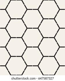 Vector seamless pattern. Modern stylish texture with monochrome trellis. Repeating geometric hexagonal grid. Simple graphic design. Trendy hipster print.