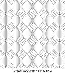 Vector seamless pattern. Modern stylish texture. Monochrome geometric pattern with wavy lines.