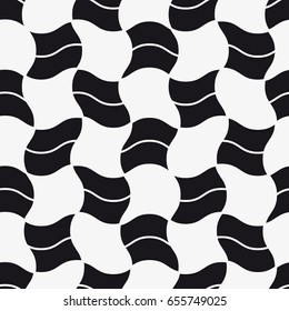 Vector seamless pattern. Modern stylish texture. Repetition of geometric tiles with a grid of squares of different shapes.