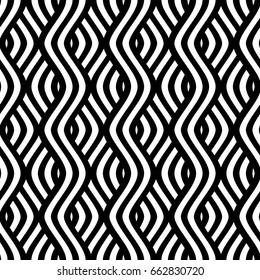Vector seamless pattern. Modern stylish texture. Monochrome geometric pattern with wavy lines.