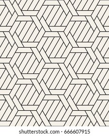 Vector seamless pattern. Modern stylish texture with monochrome trellis. Repeating geometric hexagonal grid. Simple graphic design. Trendy hipster linear geometry.