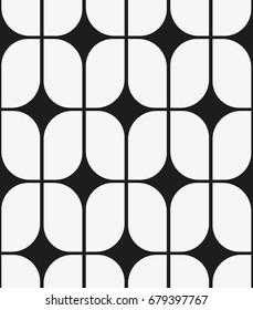 Vector seamless pattern. Modern stylish texture. Repetition of geometric tiles with a grid of rectangles of round shape.