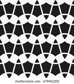 Vector seamless pattern. Modern stylish texture. Repetition of geometric tiles with a grid of curved rectangles of different shapes.