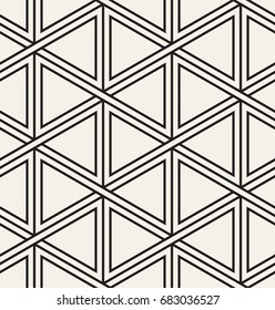 Vector seamless pattern. Modern stylish texture. Repeating geometric tiles with striped triangles. Hipster monochrome print. Trendy graphic design.