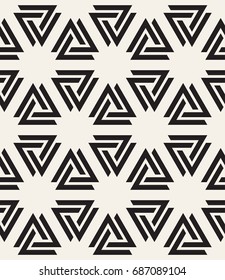 Vector seamless pattern. Modern stylish texture. Repeating geometric tiles with weaving bold triangles. Hipster monochrome print. Trendy graphic design.