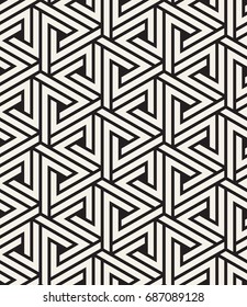 Vector seamless pattern. Modern stylish texture. Repeating geometric tiles with weaving bold triangles. Hipster monochrome print. Trendy graphic design.