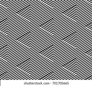 Vector seamless pattern. Modern stylish texture. Monochrome geometric pattern with intersecting rectangular stripes