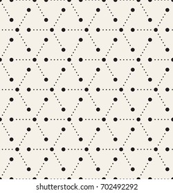 Vector seamless pattern. Modern stylish texture. Repeating geometric tiles with filled with dots hexagons. Regular hipster background. Small circles form hexagonal minimalistic ornament.