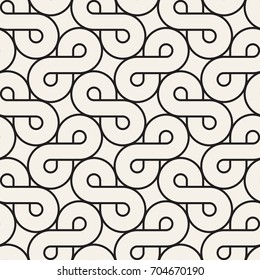 Vector seamless pattern. Modern stylish texture. Geometric striped ornament. Monochrome outlined infinity symbols.