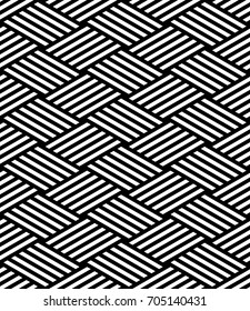 Vector seamless pattern. Modern stylish texture. Monochrome geometric pattern with intersecting rectangular stripes