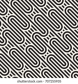 Vector seamless pattern. Modern stylish texture. Repeating abstract background. Monochrome geometric texture with wavy spots.