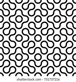 Vector seamless pattern. Modern stylish texture. Repeating monochrome pattern with curved threads