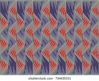 Vector seamless pattern. Modern stylish texture. Geometric striped ornament. Red blue woven